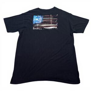 Oneill Premium Tee Shirt Mens Size Large Black American Flag Double Sided Surf